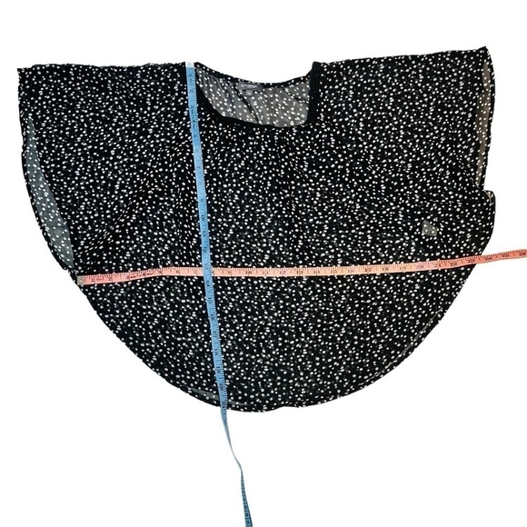 newberry sheer top butterfly circular sleeves black white polka dots size 12 - Picture 9 of 10